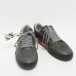 Pre Owned Off-White Vulcanised Size 42 Grey Leather Low Top Sneakers