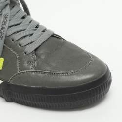 Pre Owned Off-White Vulcanised Size 42 Grey Leather Low Top Sneakers