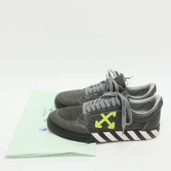Pre Owned Off-White Vulcanised Size 42 Grey Leather Low Top Sneakers