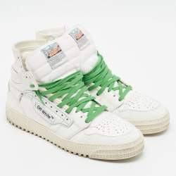 Pre Owned Off-White 3.0 Off Court Size 42 White Canvas and Leather High Top Sneakers