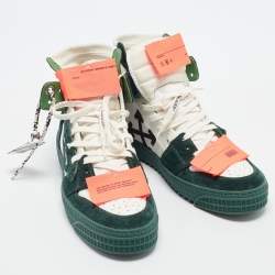 Pre Owned Off-White 3.0 Off Court Size 43 Green/White Suede and Leather High Top Sneakers