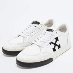 Pre Owned Off-White Vulcanized Size 42 White Leather Low Top Sneakers