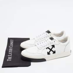 Pre Owned Off-White Vulcanized Size 42 White Leather Low Top Sneakers