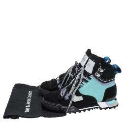 Pre Owned Off White Mulcitcolor Nubuck Leather and Fabric Hiking Lace Boots Size 42