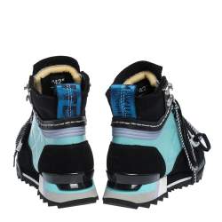 Pre Owned Off White Mulcitcolor Nubuck Leather and Fabric Hiking Lace Boots Size 42