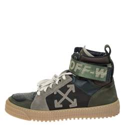 Pre Owned حذاء رياضي أوف وايت "أوف كورت 3.0" بطراز مرتفع من أعلى جلد و قماش أخضر مقاس 40