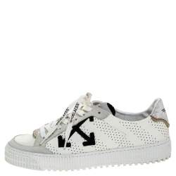 Pre Owned Off-White White Suede Leather Vulvanised Low Top Sneakers Size 41