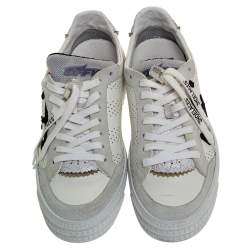 Pre Owned Off-White White Suede Leather Vulvanised Low Top Sneakers Size 41