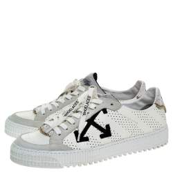 Pre Owned Off-White White Suede Leather Vulvanised Low Top Sneakers Size 41