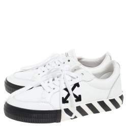 Off-White White/Black Leather Vulcanized Low Top Sneakers Size 40