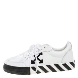 Off-White White/Black Leather Vulcanized Low Top Sneakers Size 40