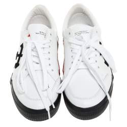 Off-White White/Black Leather Vulcanized Low Top Sneakers Size 40