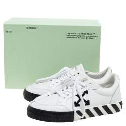 Off-White White/Black Leather Vulcanized Low Top Sneakers Size 40