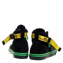 Pre Owned Off White Black Suede Industrial Belt Skate High Top Sneakers Size 42