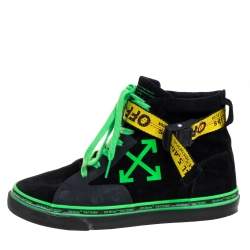 Pre Owned Off White Black Suede Industrial Belt Skate High Top Sneakers Size 42