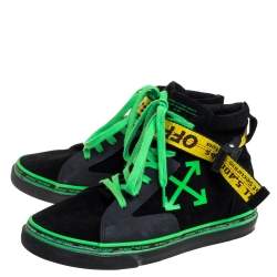 Pre Owned Off White Black Suede Industrial Belt Skate High Top Sneakers Size 42