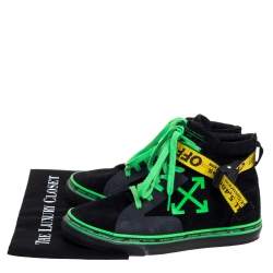 Pre Owned Off White Black Suede Industrial Belt Skate High Top Sneakers Size 42