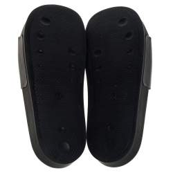 Pre Owned Off-White Black Leather Off Stamp Slide Sandals Size 44