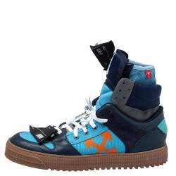 Off-White Blue Canvas And Leather Off-Court 3.0 High Top Sneakers Size 44