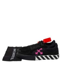 Off White Black Canvas And Suede Vulcanized Low Top Sneakers Size 42