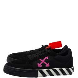 Off White Black Canvas And Suede Vulcanized Low Top Sneakers Size 42