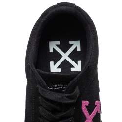 Off White Black Canvas And Suede Vulcanized Low Top Sneakers Size 42