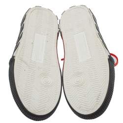 Off White Black Canvas And Suede Vulcanized Low Top Sneakers Size 42