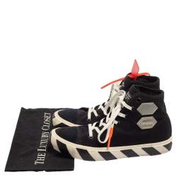 Pre Owned Off White Black Canvas And Suede Vulcanized High Top Sneakers Size 42