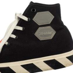 Pre Owned Off White Black Canvas And Suede Vulcanized High Top Sneakers Size 42