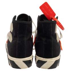 Pre Owned Off White Black Canvas And Suede Vulcanized High Top Sneakers Size 42