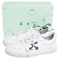 Pre Owned Off-White White Leather Vulcanized Low Top Sneakers Size 42