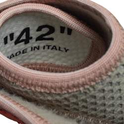 مملوكة مسبقًا Off-White Pale Green Stretch Fabric Moto Wrap High Top Sneakers Size 42