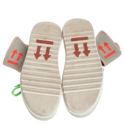 مملوكة مسبقًا Off-White Pale Green Stretch Fabric Moto Wrap High Top Sneakers Size 42