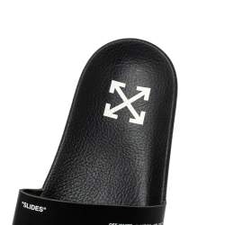 Off-White Black Rubber Corporate Print Flat Slides Size 41