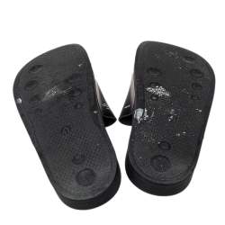 Off-White Black Rubber Corporate Print Flat Slides Size 41