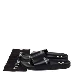 Off-White Black Rubber Corporate Print Flat Slides Size 41