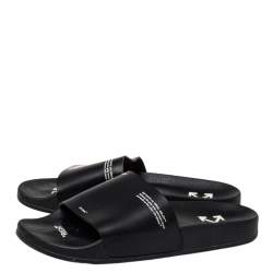 Off-White Black Rubber Corporate Print Flat Slides Size 41