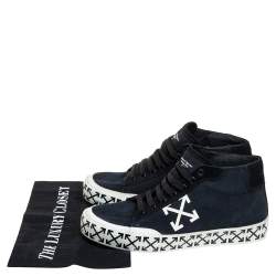 Off-White Blue/Black Canvas And Suede High Top Sneakers Size 40