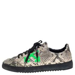 Pre Owned حذاء رياضي أوف وايت 2.0 جلد منقوش جلد ثعبان بيج/ أسود مقاس 42