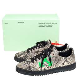 Pre Owned حذاء رياضي أوف وايت 2.0 جلد منقوش جلد ثعبان بيج/ أسود مقاس 42