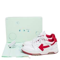 Pre Owned Off White Red/White Leather "Out Of Office" Low Top Sneakers Size 43