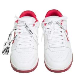 Pre Owned Off White Red/White Leather "Out Of Office" Low Top Sneakers Size 43
