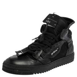 مملوكة مسبقًا حذاء رياضي أوف وايت أوف كورت 3.0 كانفاس وجلد أسود مقاس 45