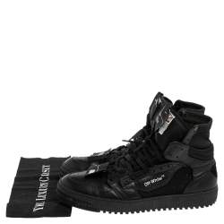 مملوكة مسبقًا حذاء رياضي أوف وايت أوف كورت 3.0 كانفاس وجلد أسود مقاس 45