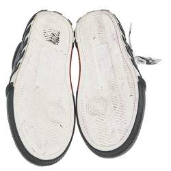 Pre Owned  Off White Black Leather Vulcanized Low Top Sneakers Size 42