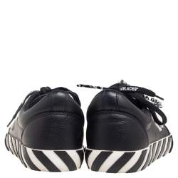 مملوكة مسبقًا Off-White Black Leather Vulcanized Low Top Sneakers Size 44