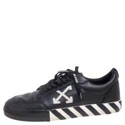 مملوكة مسبقًا Off-White Black Leather Vulcanized Low Top Sneakers Size 44