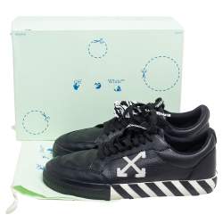 مملوكة مسبقًا Off-White Black Leather Vulcanized Low Top Sneakers Size 44