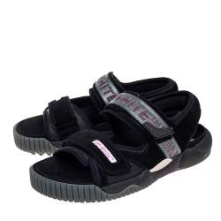 Off-White Black Suede Oddsy Minimal Velcro Sandals Size 40
