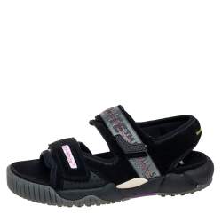Off-White Black Suede Oddsy Minimal Velcro Sandals Size 40
